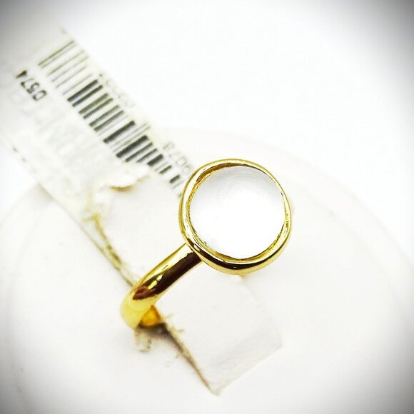 ALEXIS BITTAR Gold Plated Pearly White Lucite Sphere Ring Size 5,75 - Picture 4 of 6